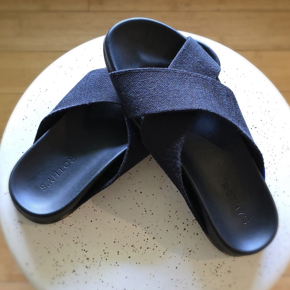 Women's Rothy's Black Weekend Slide Sandals, Size 9.5